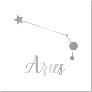 Aries Zodiac Constellation in Silver Posters and Art